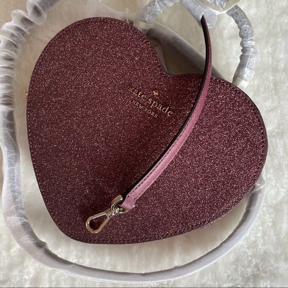 ‼️SOLD‼️ Kate Spade Heart Crossbody in Burgundy Glitter ✨✨ - Picture 9 of 12
